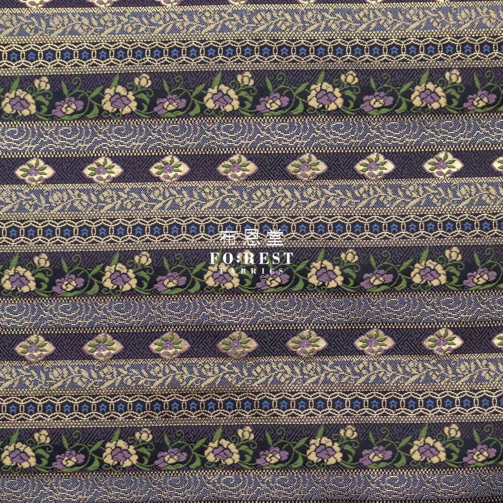 Gold Brocade - Tradition strip flower fabric - FO:REST Fabric 布恩堂Liberty fabrictana lawnjapanese fabricykk zipper