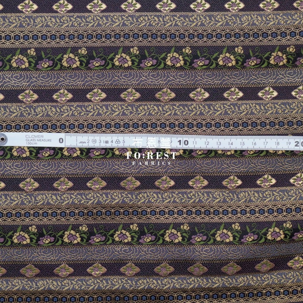 Gold Brocade - Tradition strip flower fabric - FO:REST Fabric 布恩堂Liberty fabrictana lawnjapanese fabricykk zipper