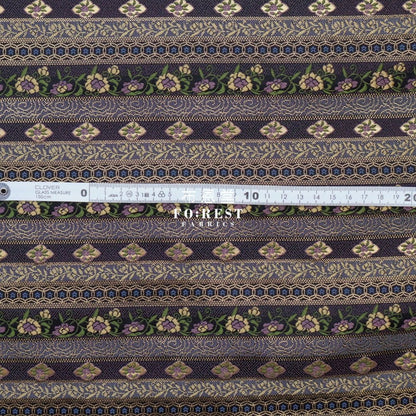 Gold Brocade - Tradition strip flower fabric - FO:REST Fabric 布恩堂Liberty fabrictana lawnjapanese fabricykk zipper