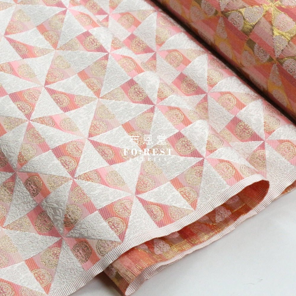 Gold Brocade - Triangle Flower fabric Pink - FO:REST Fabric 布恩堂Liberty fabrictana lawnjapanese fabricykk zipper