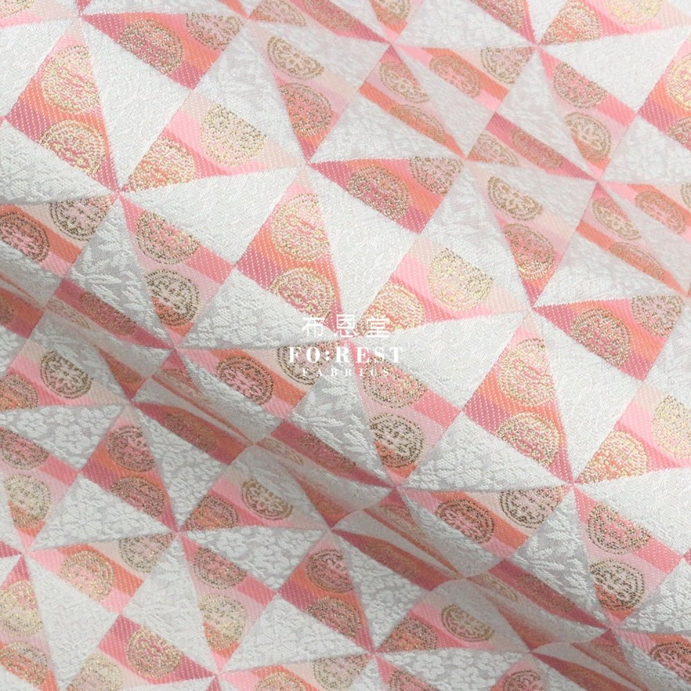 Gold Brocade - Triangle Flower fabric Pink - FO:REST Fabric 布恩堂Liberty fabrictana lawnjapanese fabricykk zipper
