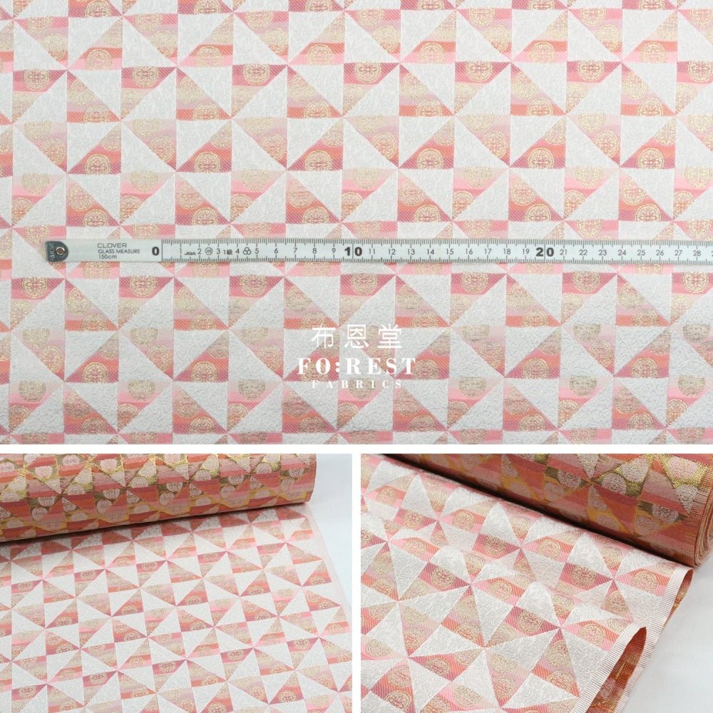 Gold Brocade - Triangle Flower fabric Pink - FO:REST Fabric 布恩堂Liberty fabrictana lawnjapanese fabricykk zipper
