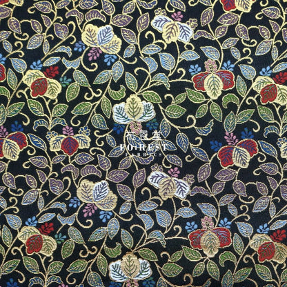 Gold Brocade - Vine 蔓藤 fabric Black - FO:REST Fabric 布恩堂Liberty fabrictana lawnjapanese fabricykk zipper