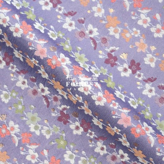 Gold Brocade - Vine Flower fabric PURPLE - FO:REST Fabric 布恩堂Liberty fabrictana lawnjapanese fabricykk zipper