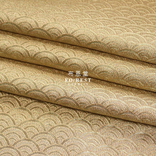 Gold Brocade - Wave Fabric Gold Polyester