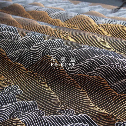 Gold Brocade - Wave Fabric Black Polyester