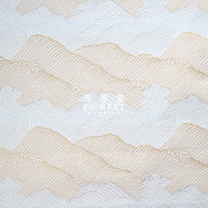 Gold Brocade - Wave Fabric White Polyester
