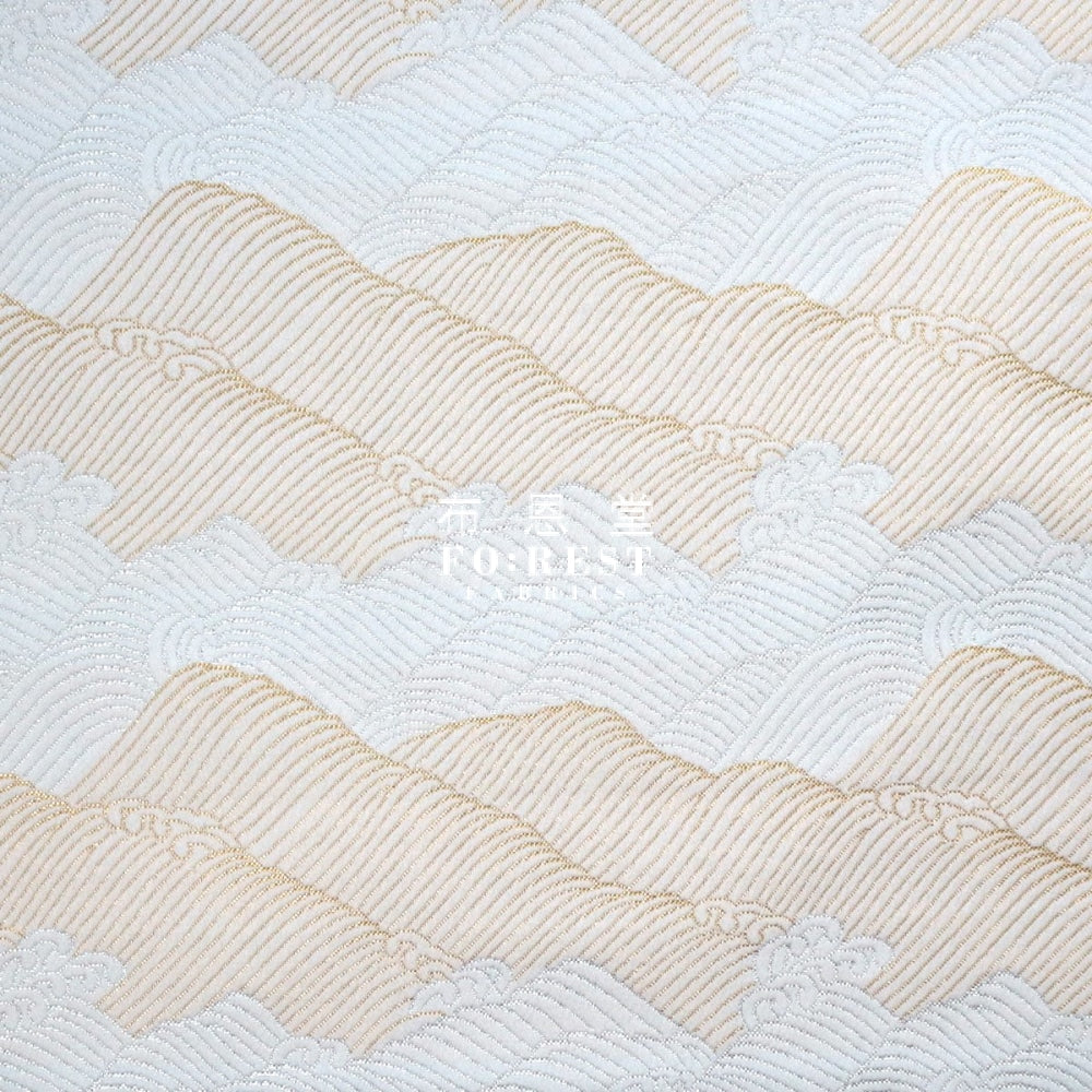 Gold Brocade - Wave Fabric White Polyester