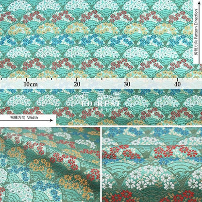 Gold Brocade - 櫻浪紋 wave KINRAN fabric Green - FO:REST Fabric 布恩堂Liberty fabrictana lawnjapanese fabricykk zipper