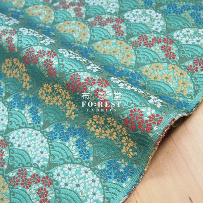 Gold Brocade - 櫻浪紋 wave KINRAN fabric Green - FO:REST Fabric 布恩堂Liberty fabrictana lawnjapanese fabricykk zipper