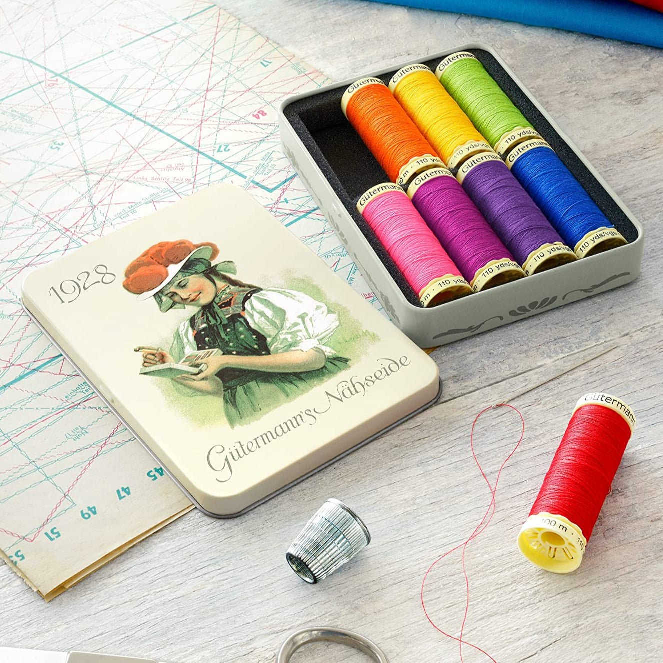 Gutermann Sew - all Nostalgic Thread Set Colourful - FO:REST Fabric 布恩堂Liberty fabrictana lawnjapanese fabricykk zipper