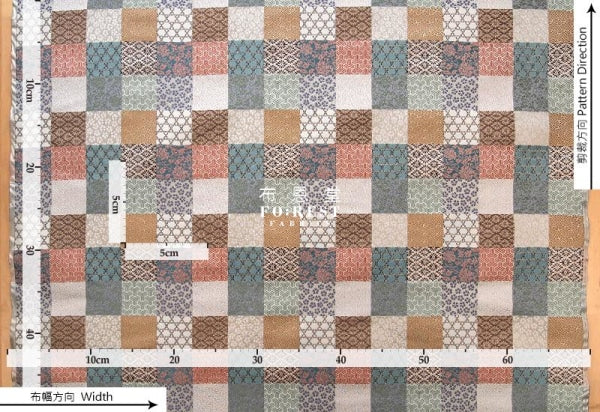 金らん "KINRAN" - Traditional傳統格 gold brocade fabric - forest-fabric