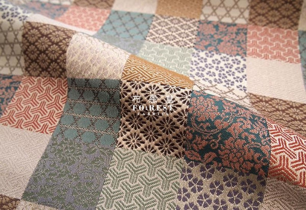 金らん "KINRAN" - Traditional傳統格 gold brocade fabric - forest-fabric