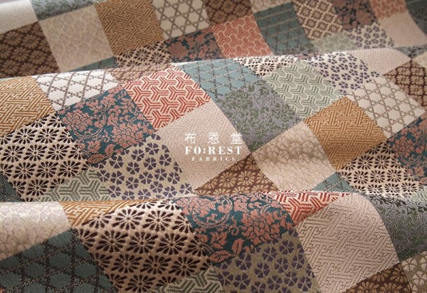 金らん "KINRAN" - Traditional傳統格 gold brocade fabric - forest-fabric