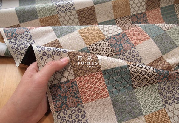 金らん "KINRAN" - Traditional傳統格 gold brocade fabric - forest-fabric