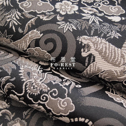 Kinran- Dragon Tiger Gold Brocade Fabric Polyester
