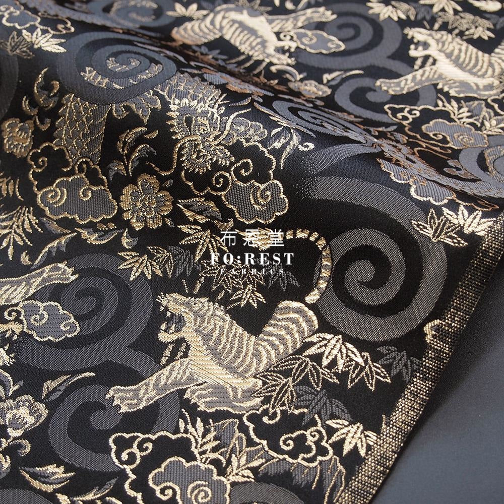 Kinran- Gold Brocade Fabric - Blackgold Polyester