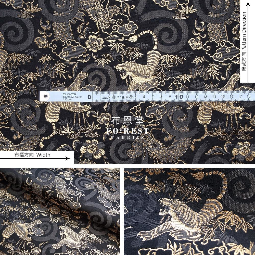 Kinran- Gold Brocade Fabric - Blackgold Polyester
