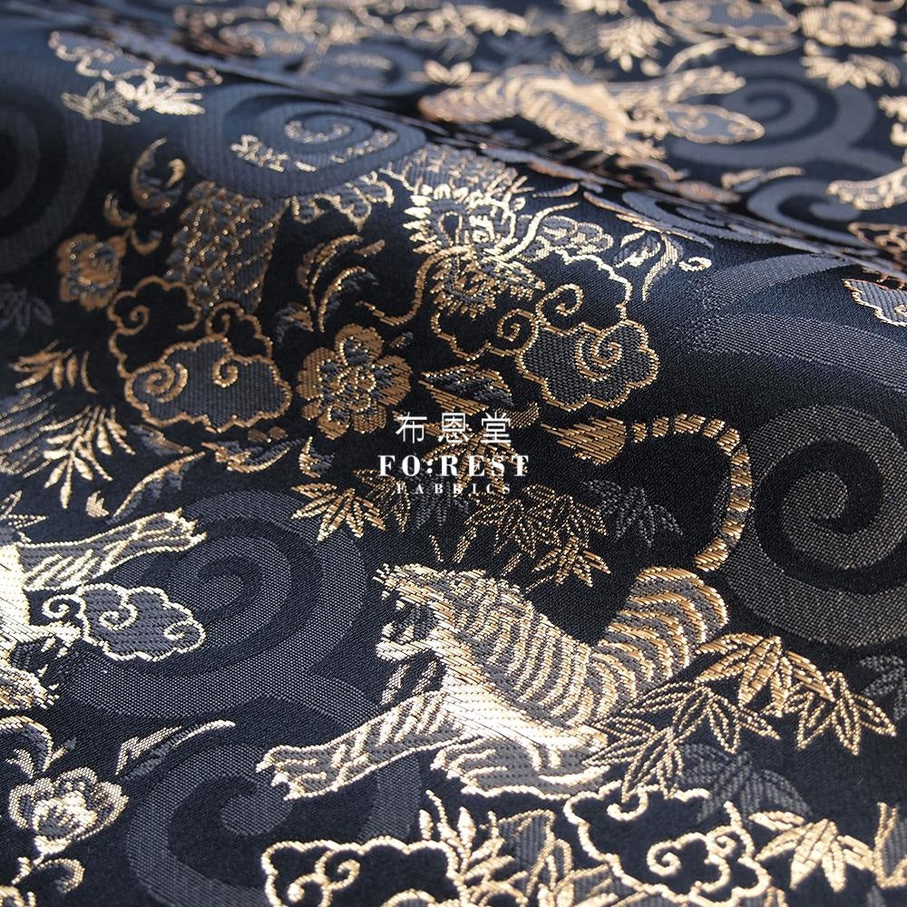 Kinran- Gold Brocade Fabric - Blackgold Polyester
