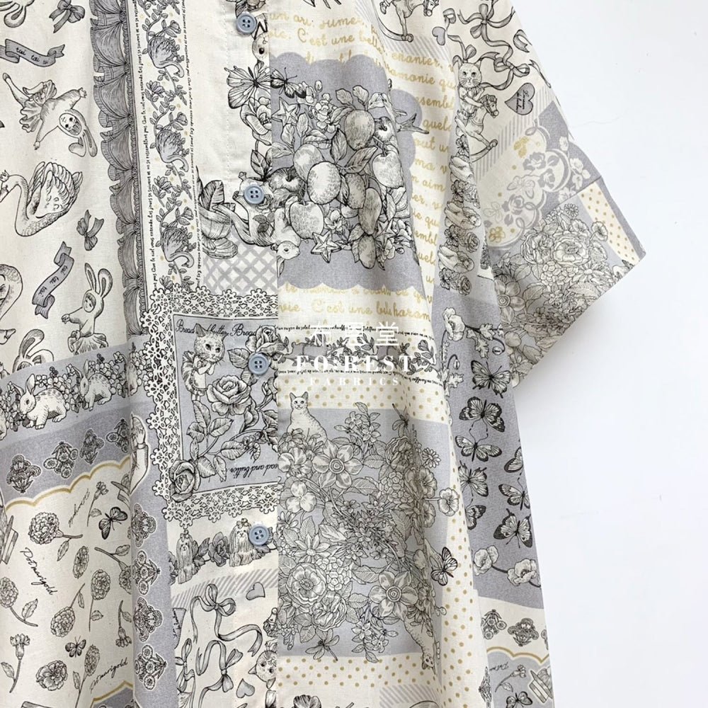 JoliFleur - cotton linen - ToiToiToi Black - FO:REST Fabric 布恩堂Liberty fabrictana lawnjapanese fabricykk zipper
