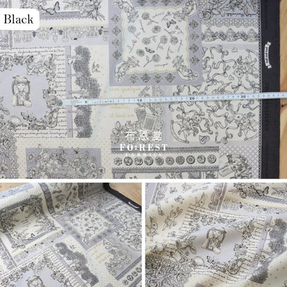 JoliFleur - cotton linen - ToiToiToi Black - FO:REST Fabric 布恩堂Liberty fabrictana lawnjapanese fabricykk zipper
