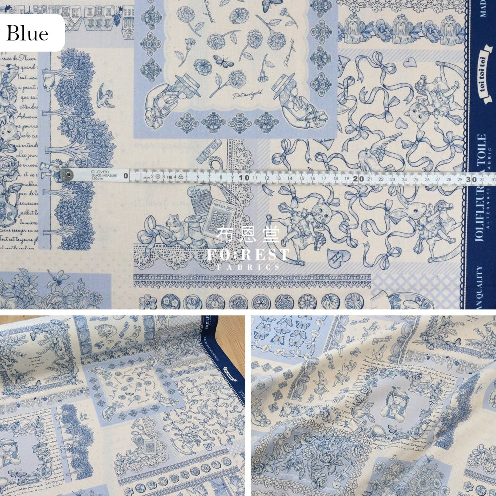 Jolifleur - Cotton Linen Toitoitoi Blue Fabric