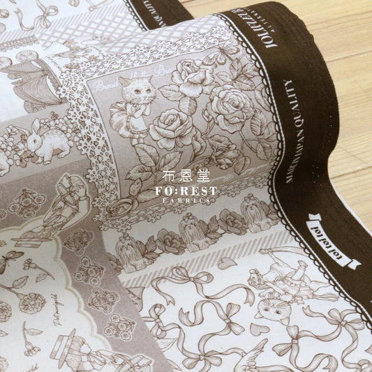 JoliFleur - cotton linen - ToiToiToi Brown - FO:REST Fabric 布恩堂Liberty fabrictana lawnjapanese fabricykk zipper