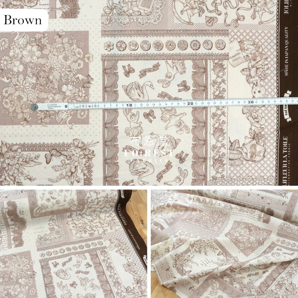 JoliFleur - cotton linen - ToiToiToi Brown - FO:REST Fabric 布恩堂Liberty fabrictana lawnjapanese fabricykk zipper