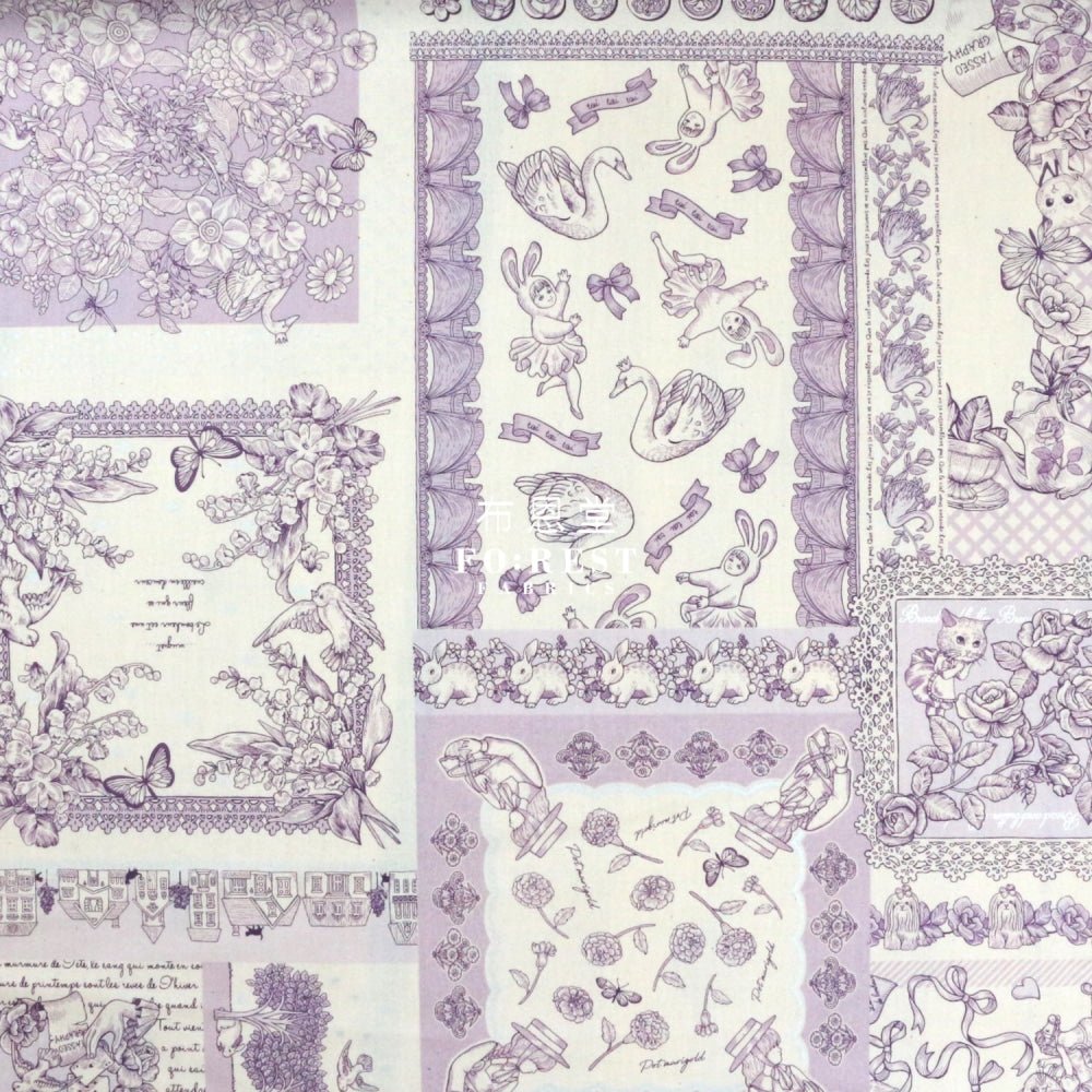 JoliFleur - cotton linen - ToiToiToi Purple - FO:REST Fabric 布恩堂Liberty fabrictana lawnjapanese fabricykk zipper