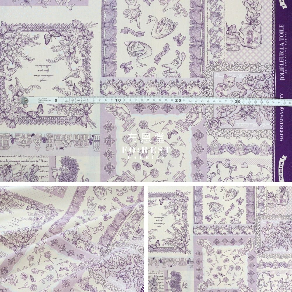 JoliFleur - cotton linen - ToiToiToi Purple - FO:REST Fabric 布恩堂Liberty fabrictana lawnjapanese fabricykk zipper