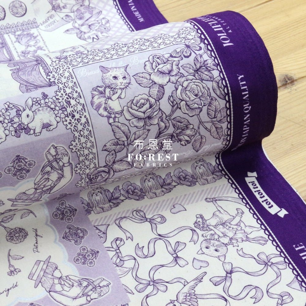 JoliFleur - cotton linen - ToiToiToi Purple - FO:REST Fabric 布恩堂Liberty fabrictana lawnjapanese fabricykk zipper