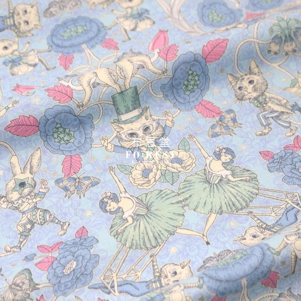 JoliFleur - cotton - Showtime fabric Noël Blue - FO:REST Fabric 布恩堂Liberty fabrictana lawnjapanese fabricykk zipper