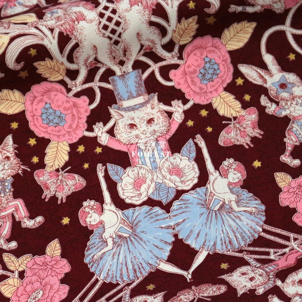 JoliFleur - cotton - Showtime fabric WINE - FO:REST Fabric 布恩堂Liberty fabrictana lawnjapanese fabricykk zipper