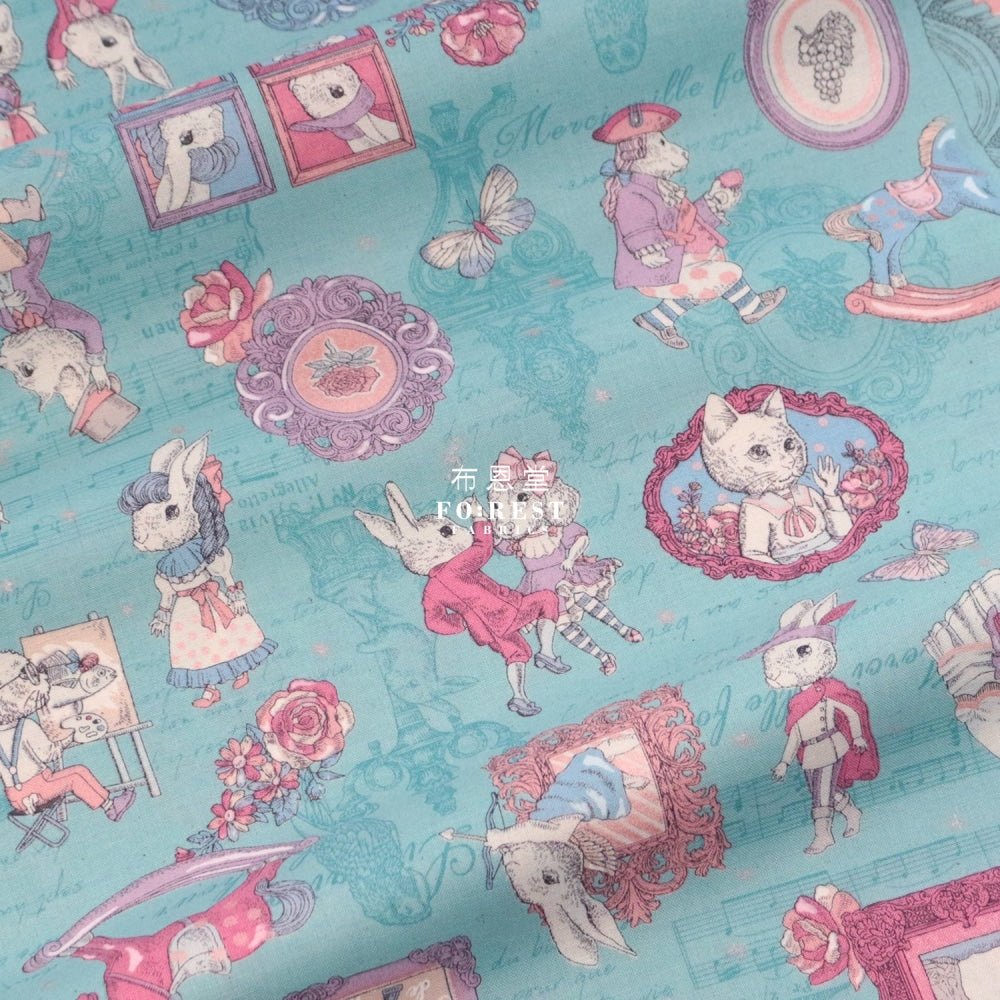 JoliFleur - cotton - TeaParty AQUABLUE fabric - FO:REST Fabric 布恩堂Liberty fabrictana lawnjapanese fabricykk zipper