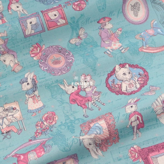 JoliFleur - cotton - TeaParty AQUABLUE fabric - FO:REST Fabric 布恩堂Liberty fabrictana lawnjapanese fabricykk zipper
