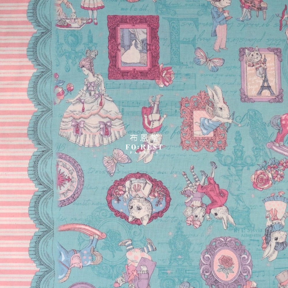 JoliFleur - cotton - TeaParty AQUABLUE fabric - FO:REST Fabric 布恩堂Liberty fabrictana lawnjapanese fabricykk zipper