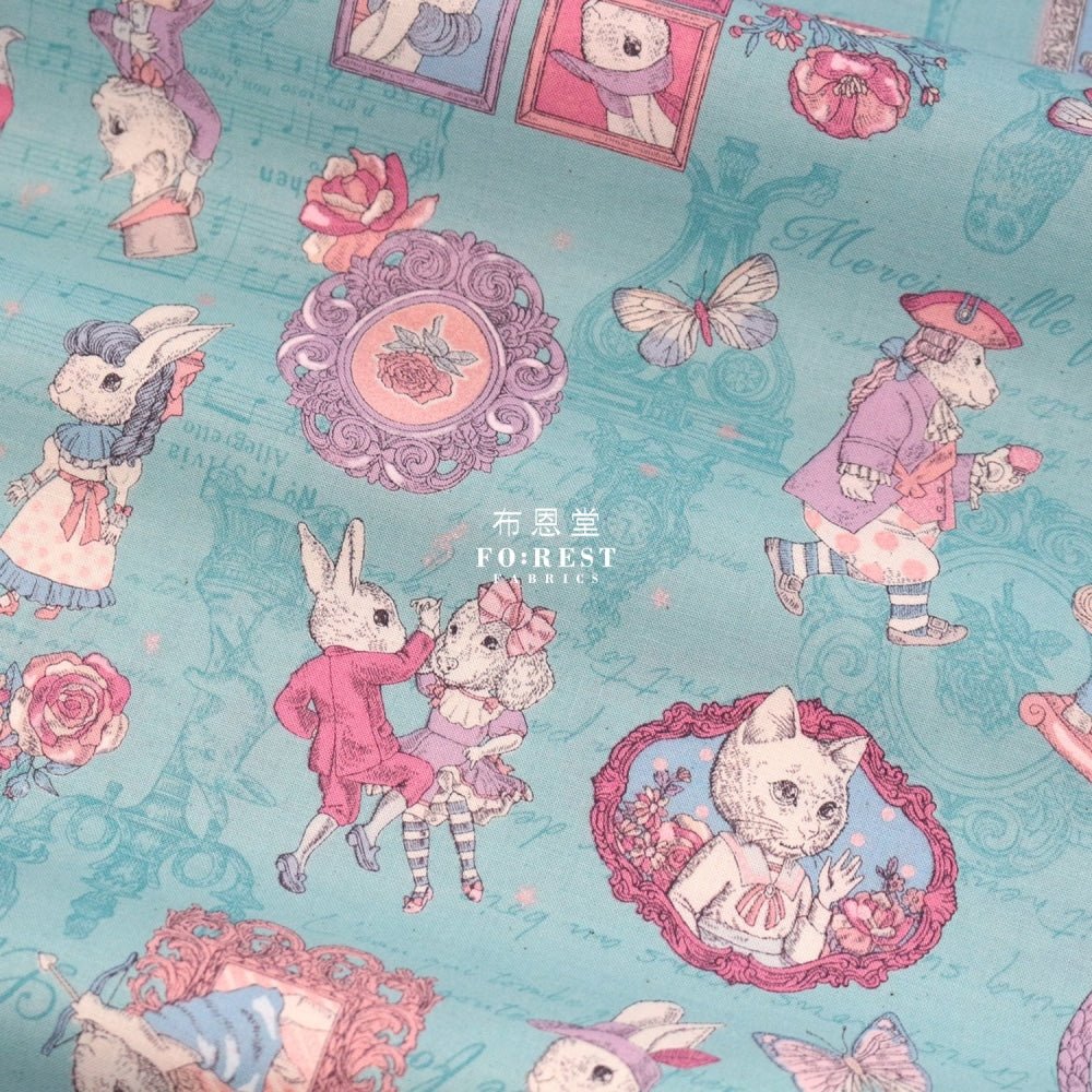 JoliFleur - cotton - TeaParty AQUABLUE fabric - FO:REST Fabric 布恩堂Liberty fabrictana lawnjapanese fabricykk zipper