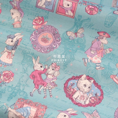 JoliFleur - cotton - TeaParty AQUABLUE fabric - FO:REST Fabric 布恩堂Liberty fabrictana lawnjapanese fabricykk zipper