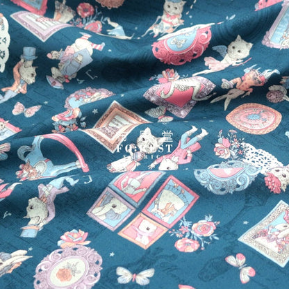 JoliFleur - cotton - TeaParty MarieBlue fabric - FO:REST Fabric 布恩堂Liberty fabrictana lawnjapanese fabricykk zipper