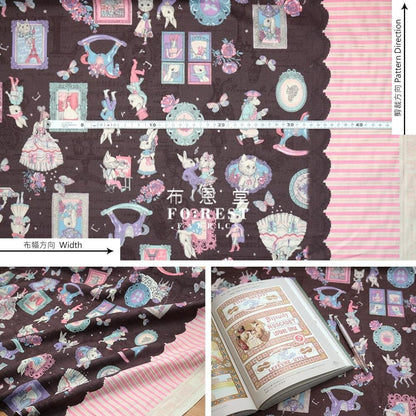 JoliFleur - cotton - TeaParty SepiaGray fabric - FO:REST Fabric 布恩堂Liberty fabrictana lawnjapanese fabricykk zipper