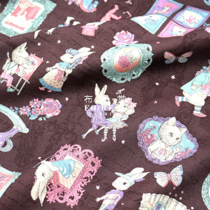 JoliFleur - cotton - TeaParty SepiaGray fabric - FO:REST Fabric 布恩堂Liberty fabrictana lawnjapanese fabricykk zipper
