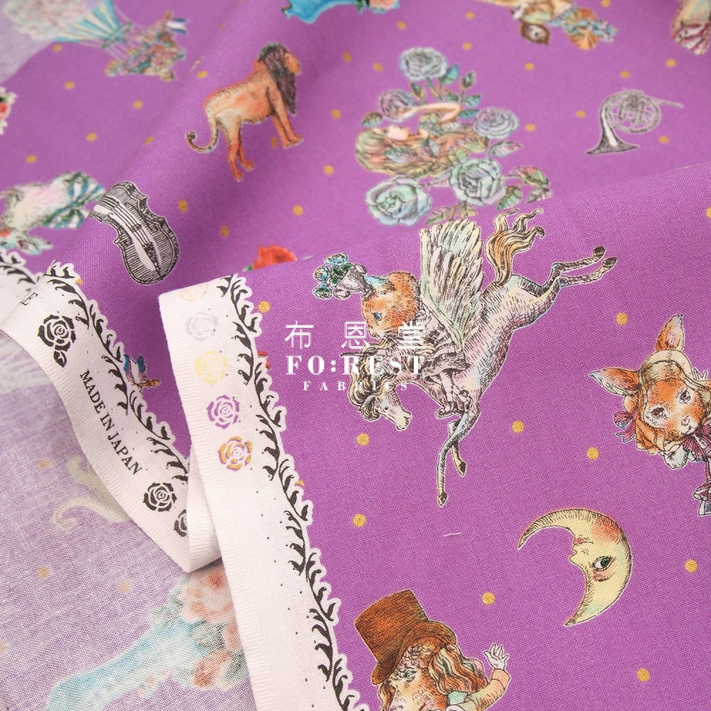 Jolifleur - Cotton Thorn Rose Fabric A Purple