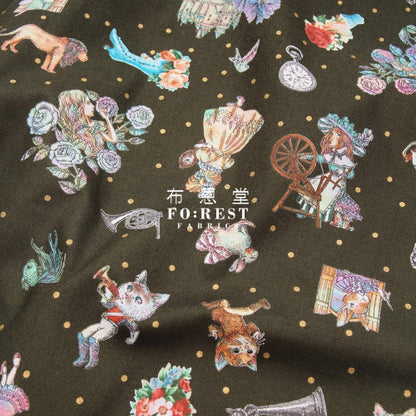 Jolifleur - Cotton Thorn Rose Fabric B Green