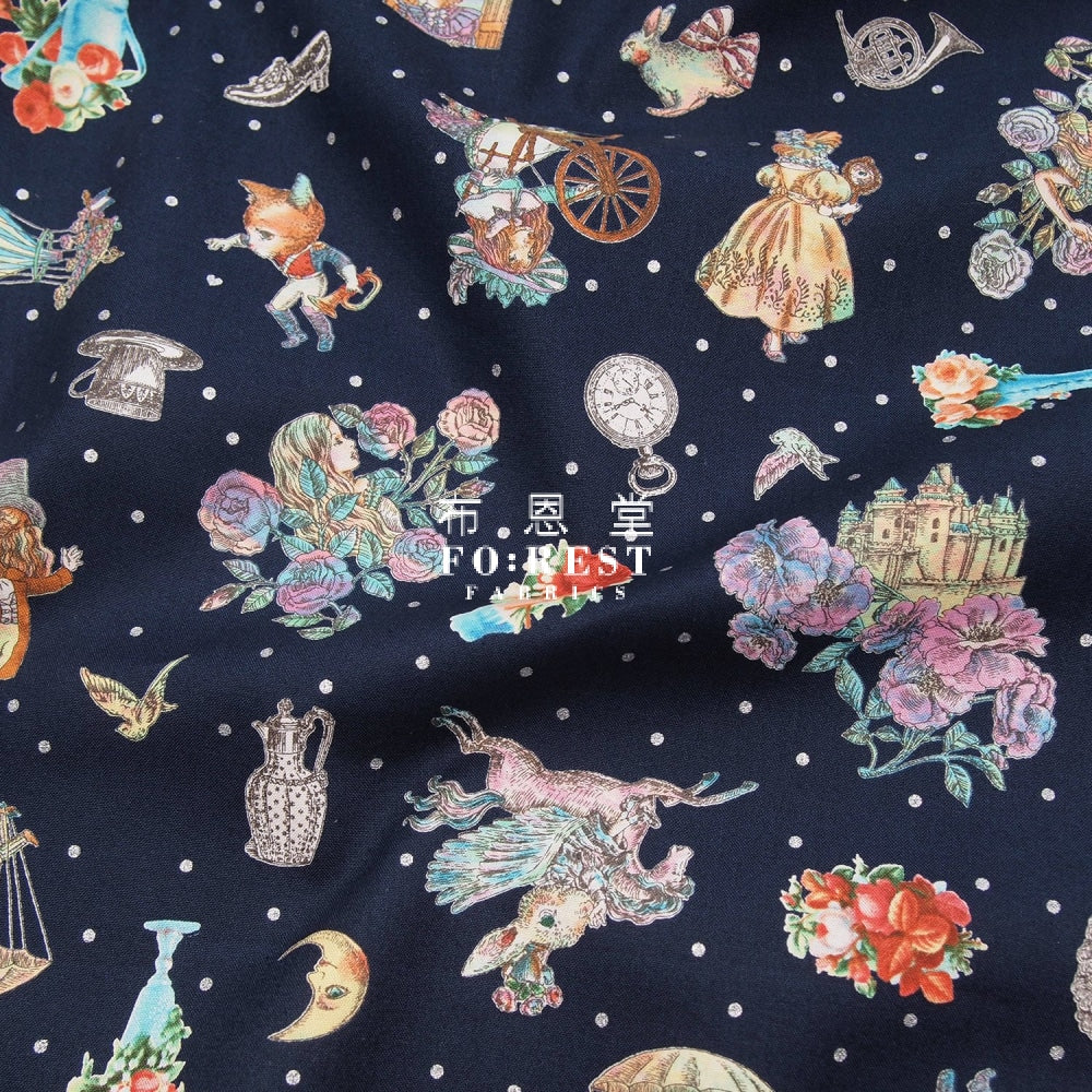 Jolifleur - Cotton Thorn Rose Fabric C Navy