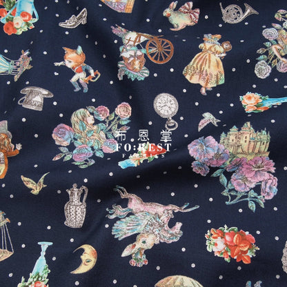 Jolifleur - Cotton Thorn Rose Fabric C Navy