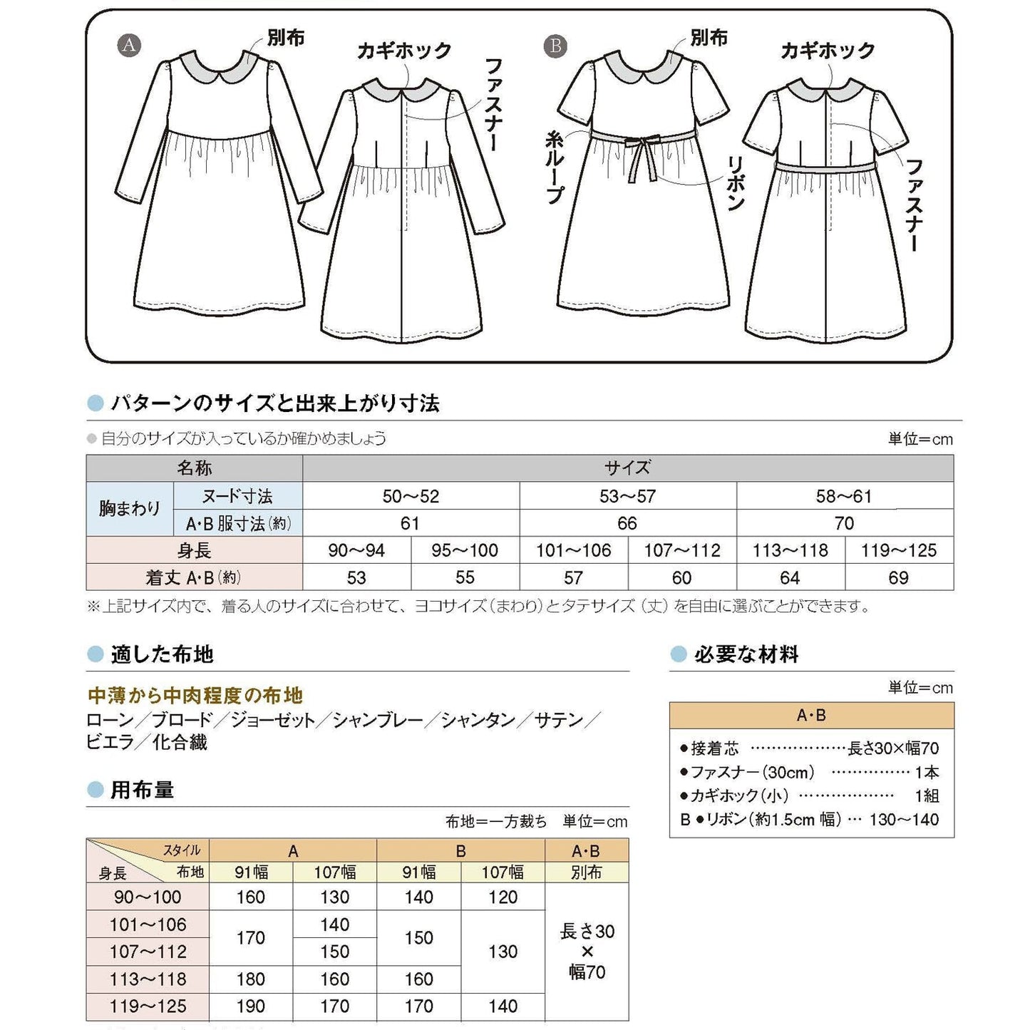 Kids flat Collar One Piece | Paper Pattern - FO:REST Fabric 布恩堂Liberty fabrictana lawnjapanese fabricykk zipper