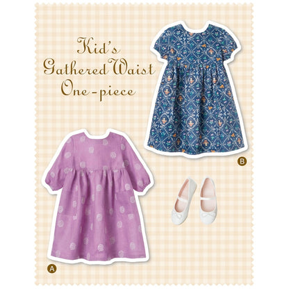 Kids gathered waist One Piece | Paper Pattern - FO:REST Fabric 布恩堂Liberty fabrictana lawnjapanese fabricykk zipper