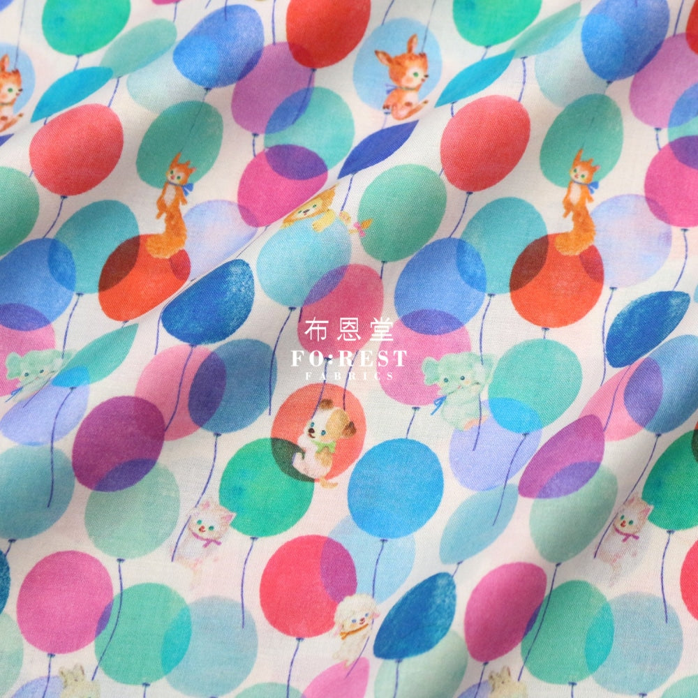Lawn - Balloon Land Fabric Blue Cotton Lawn