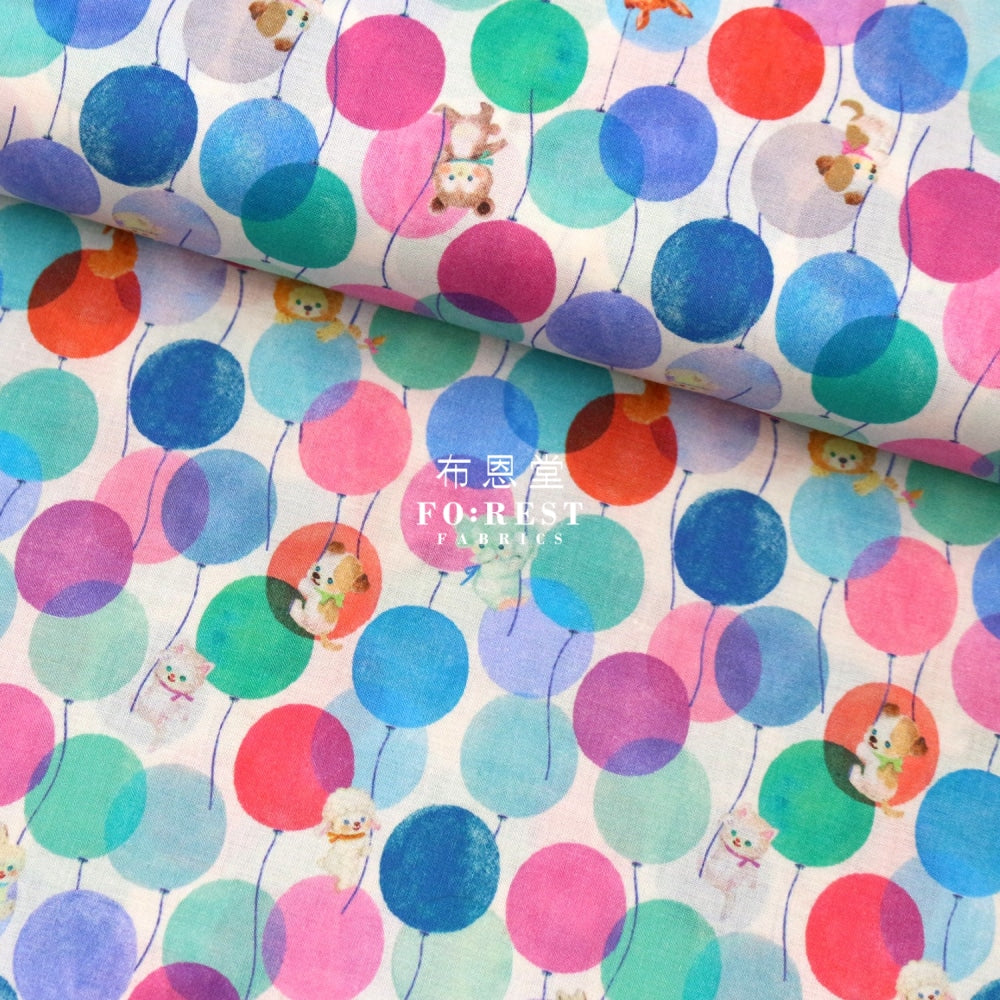 Lawn - Balloon Land Fabric Blue Cotton Lawn