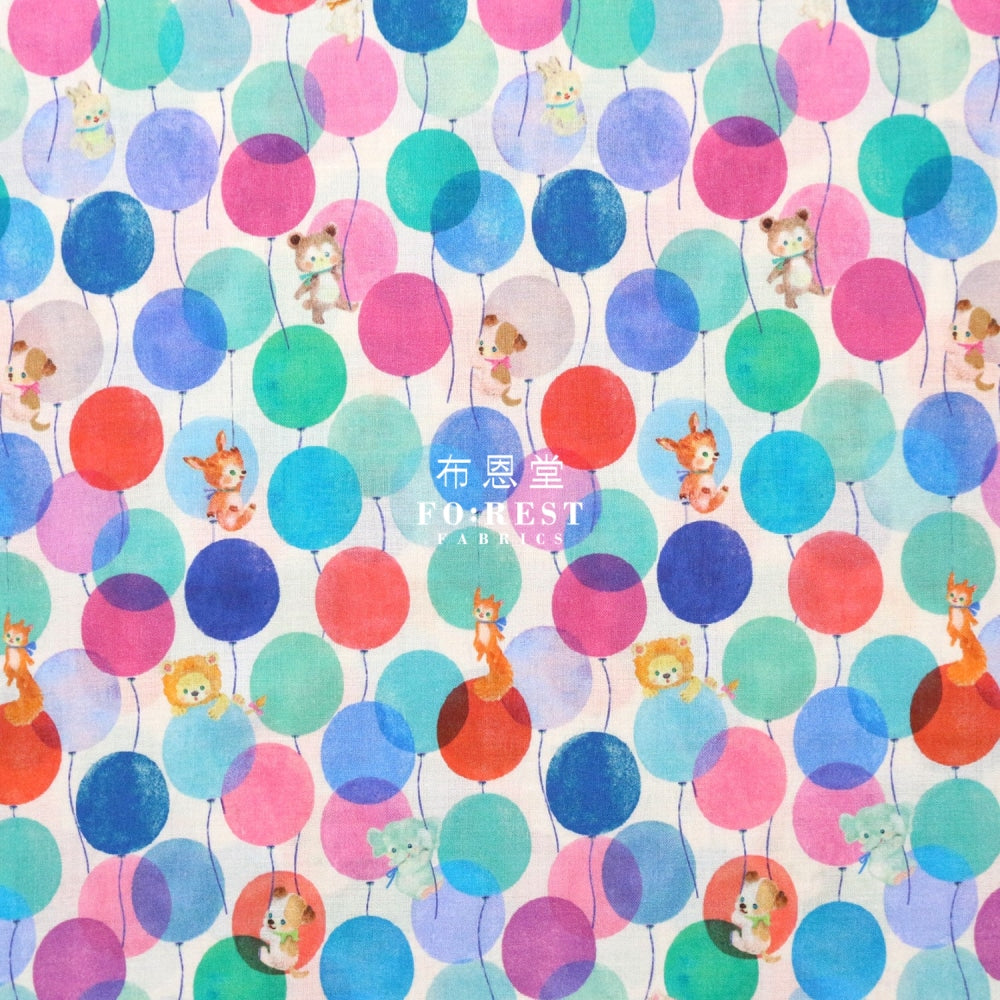Lawn - Balloon Land Fabric Blue Cotton Lawn